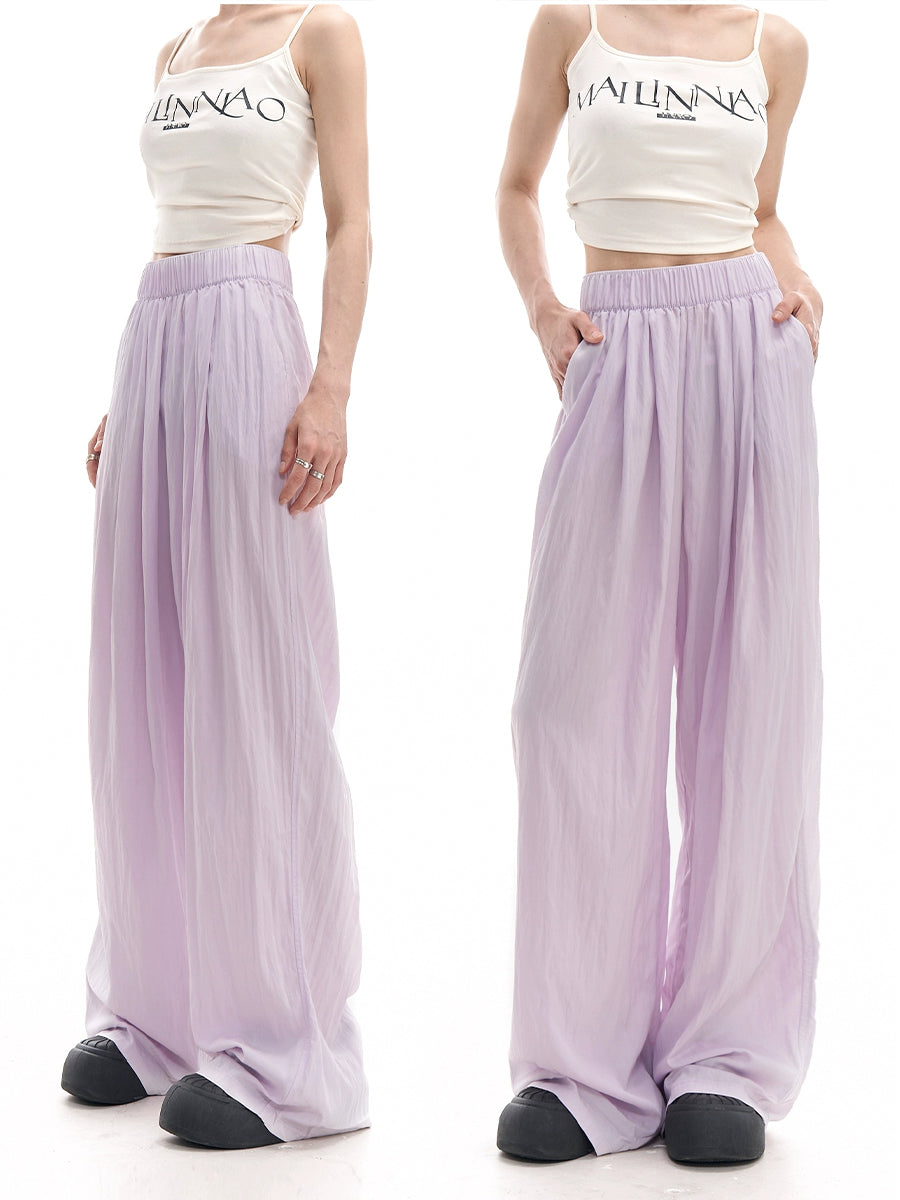 Casual Loose Pleated Wide Leg Suit Pants