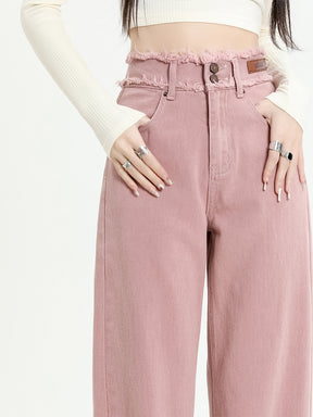 Pink Loose Denim Jeans