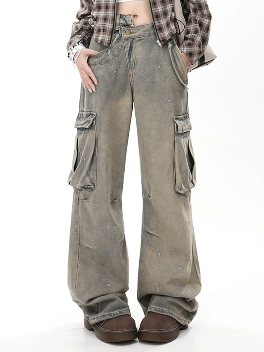 Vintage Irregular Loose Cargo Jeans