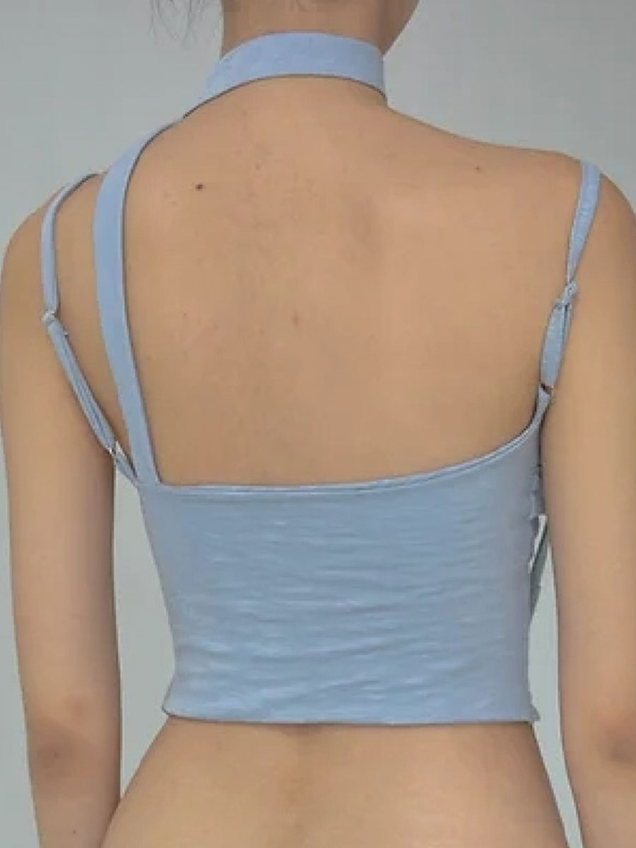 Blue Cami Top with Flutter Belt