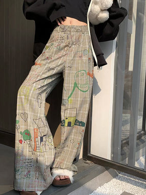 Casual Loose Graffiti Pattern Long Pants