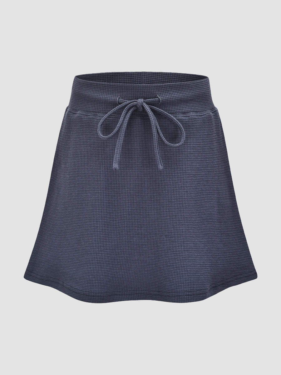 Waffle Knit Drawstring Skirt