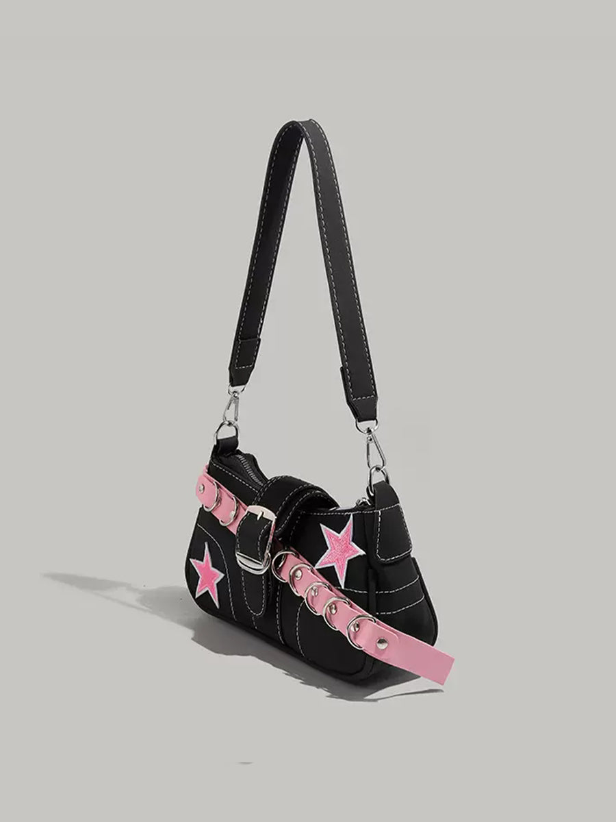 PU Leather Y2K Pink and Black Bag