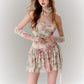 Floral Printed Multi Layered Hem Dress with Sleeve Sets
