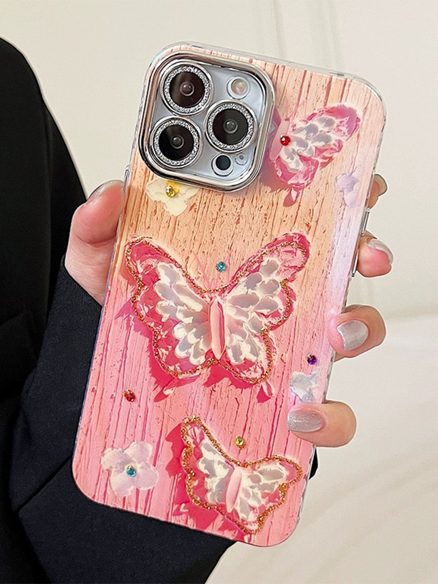 Blue Pink Glitter Butterfly Phone Case