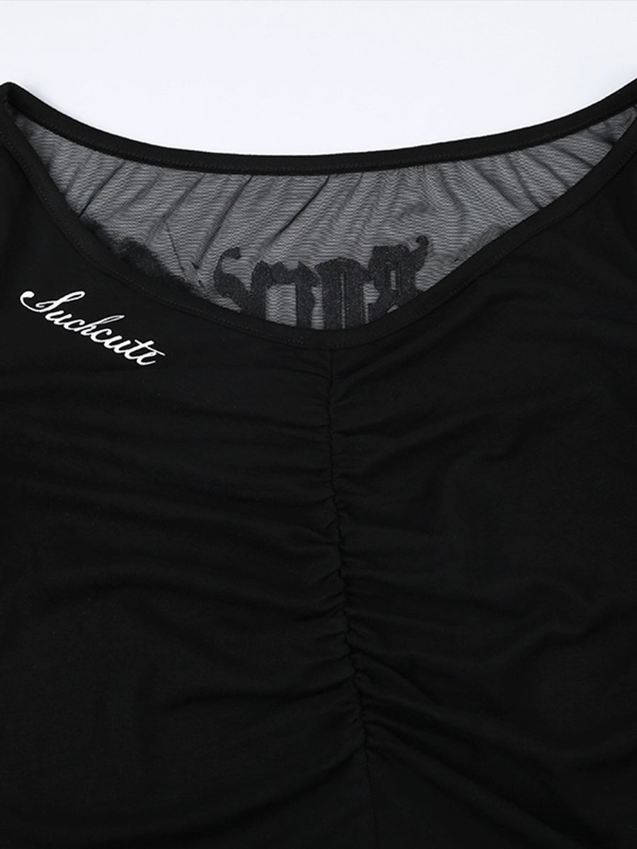 V-Neck Long Sleeve Black One Piece Top Bodysuit