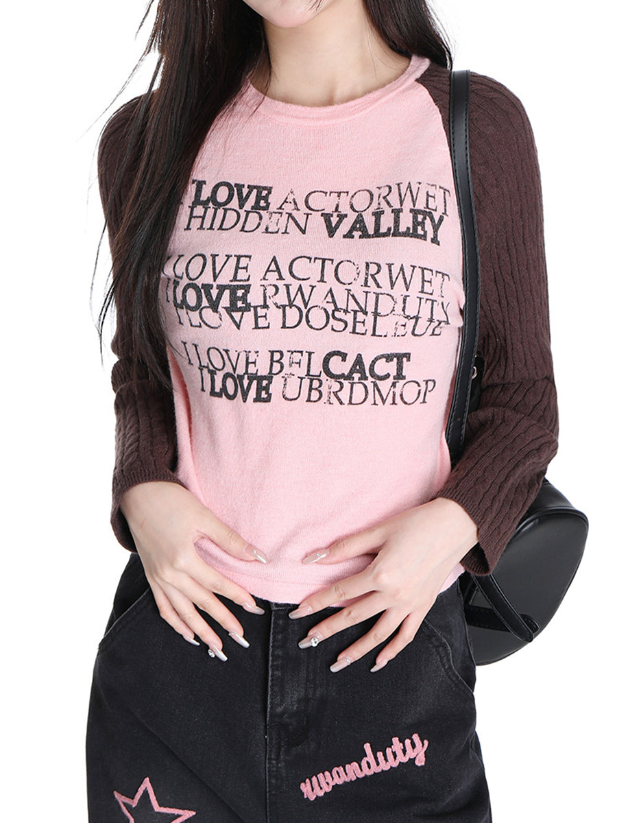 Premium Colorblocking Short High Waist Long Sleeve Knit Sweater Sweater Top