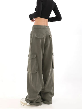 Solid Color Cargo Casual Pants