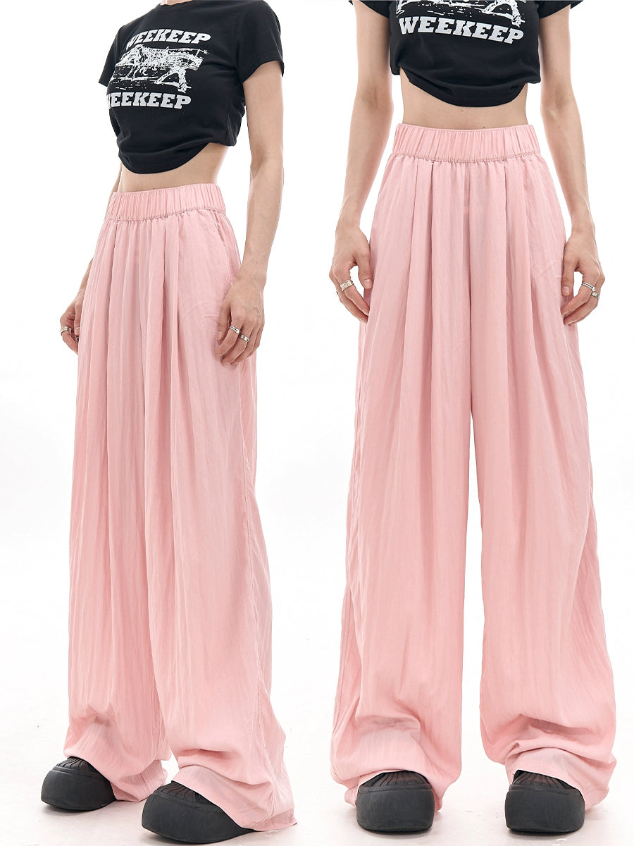 Casual Loose Pleated Wide Leg Suit Pants