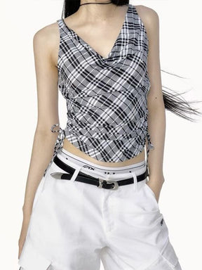 Vintage Plaid V-Neck Camisole Top