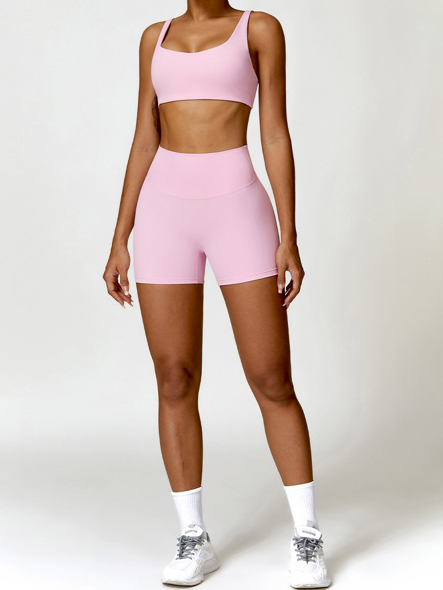 2Pcs Running Shorts Set for Womens Tank Causal Tummy Control Workout Shorts