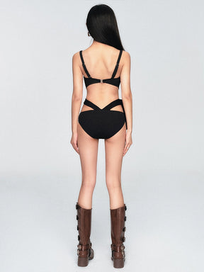 Backless Plunging High Leg Swimsuit
