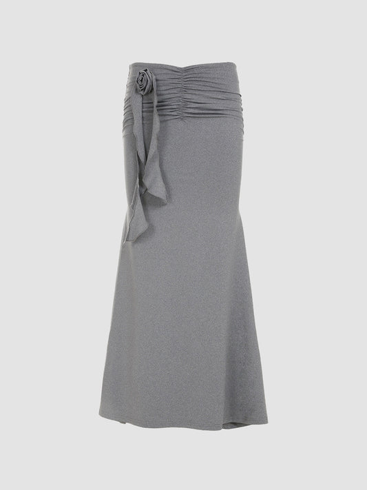 Rose Accessories Low Waist Long Skirt
