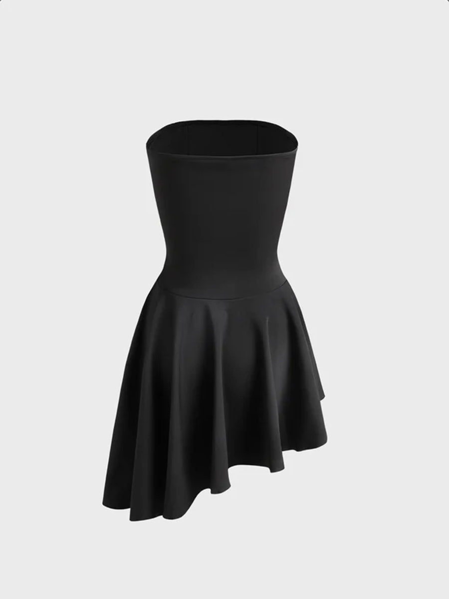 Irregular Black Straps Dress