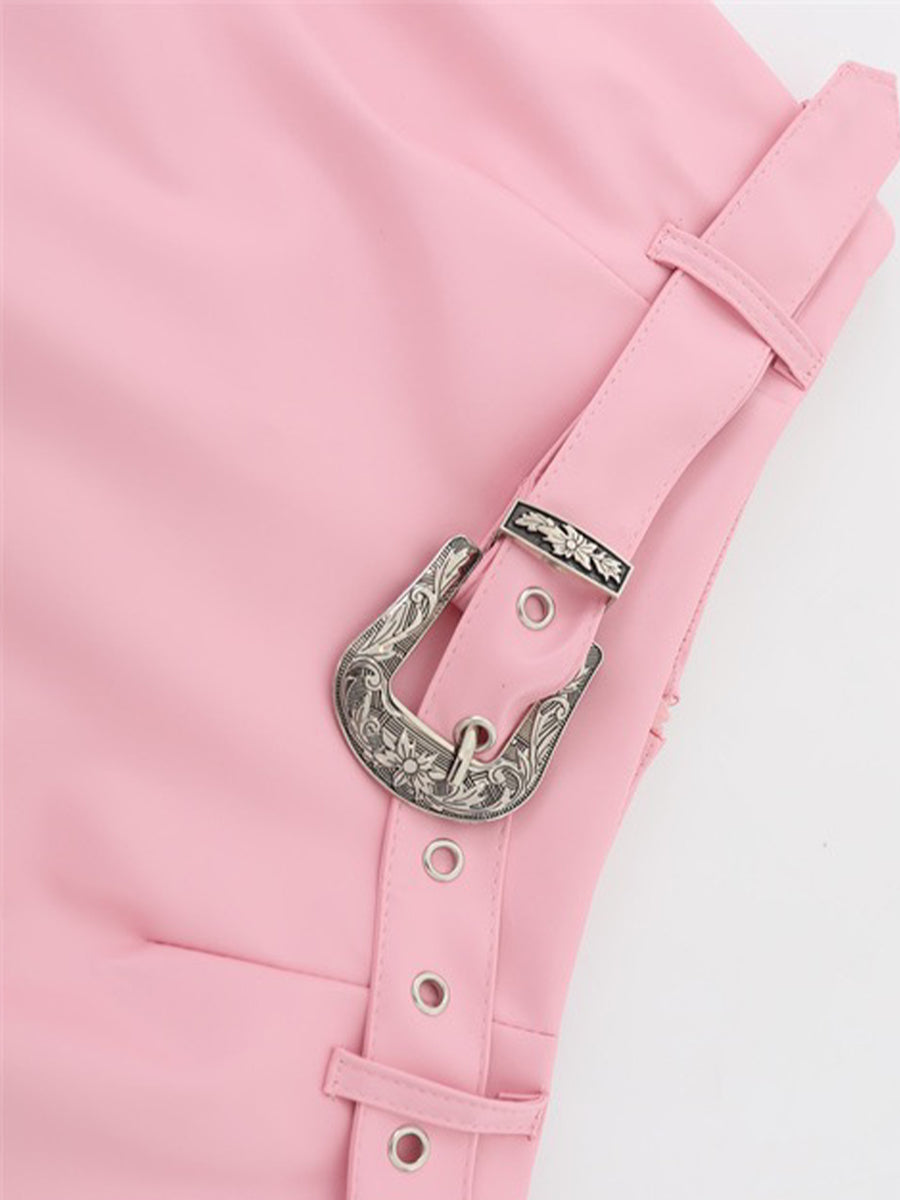 Barbie Pink Camisole Top + A-line Skirt with Belt Set