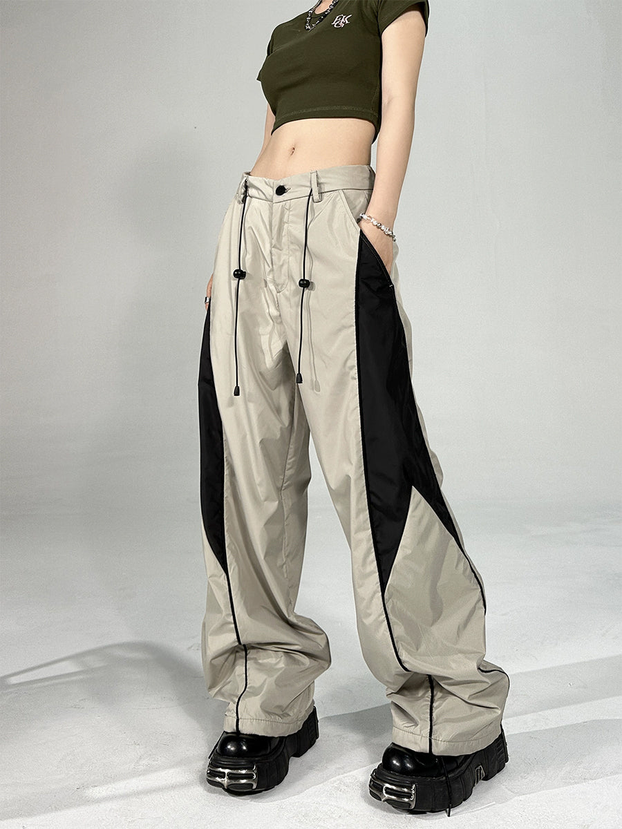 Patchwork Solid Color Thin Casual Pants