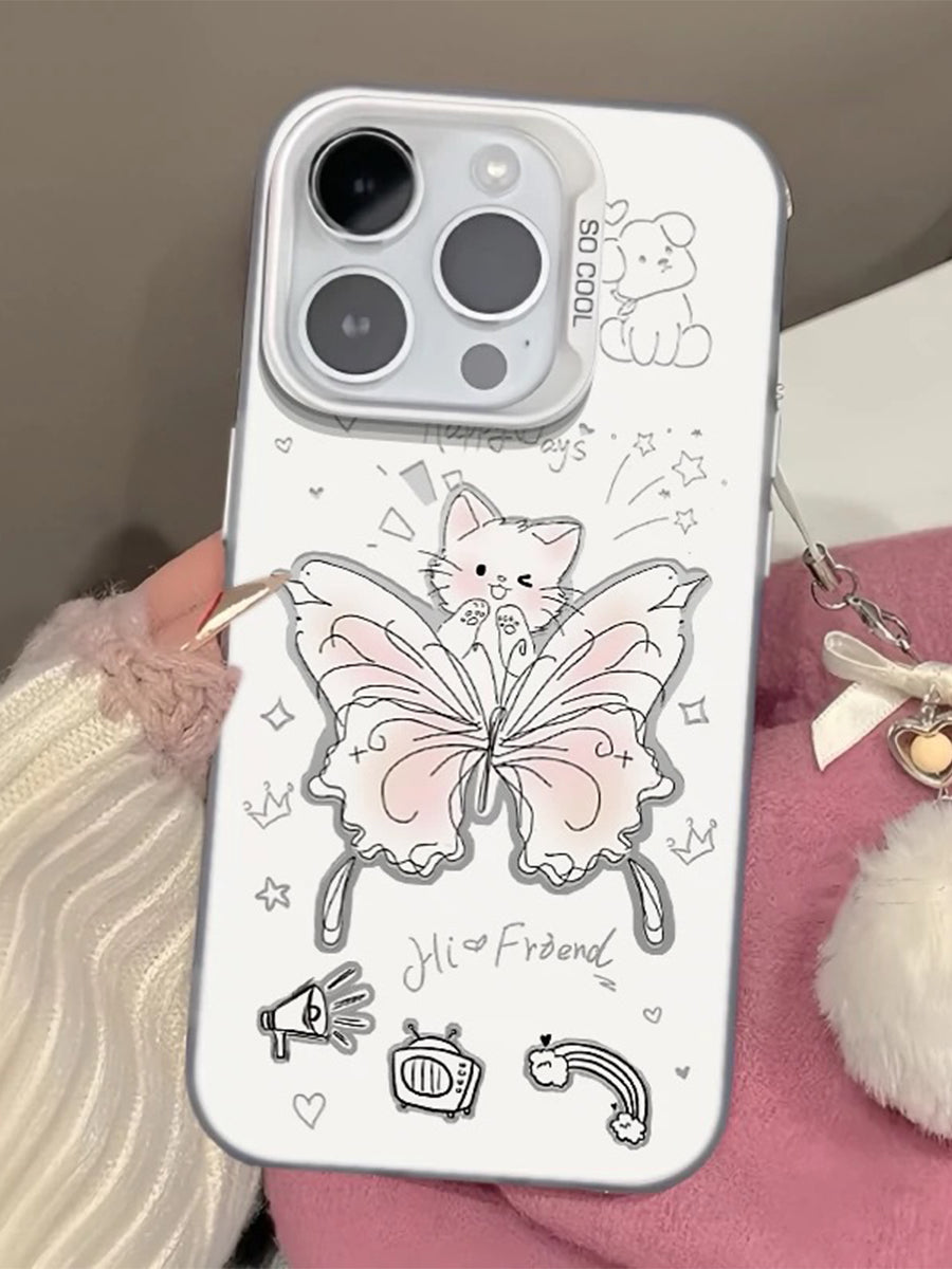 Cute Cat and Butterfly Hi Friend Phone Case