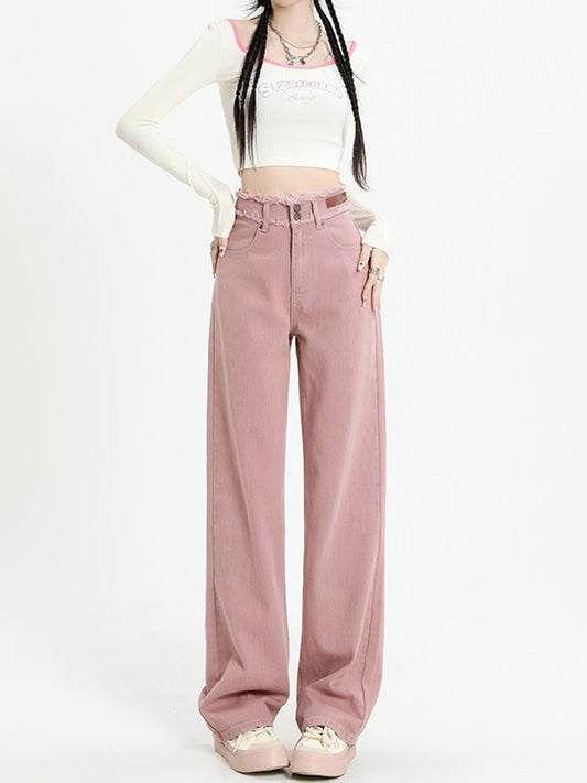 Pink Loose Denim Jeans