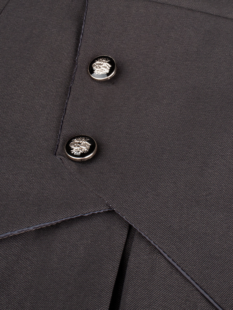 Blue Badge Shirt with Tie + Gray Vest + Skirt 3-Piece Set