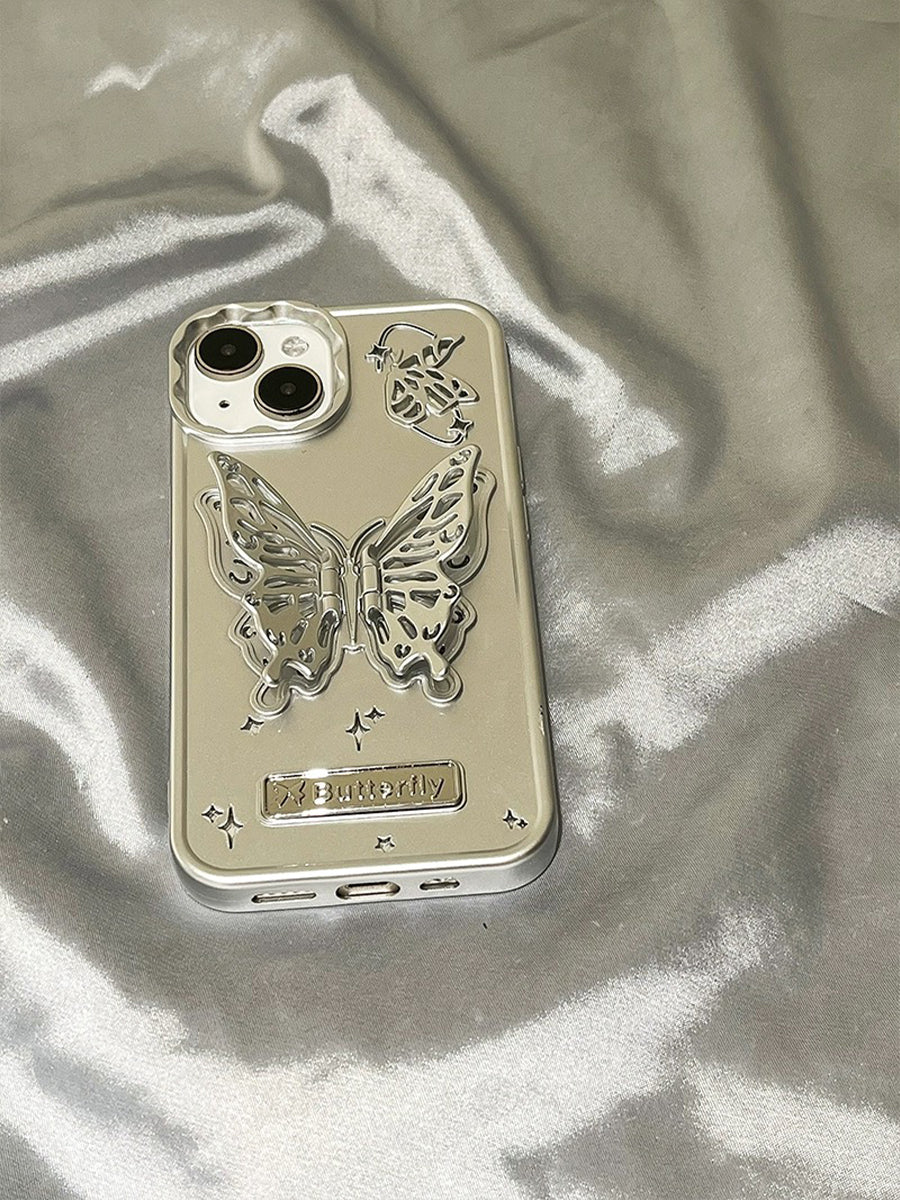 Skeletonized 3D Plating Butterfly Couple Phone Case
