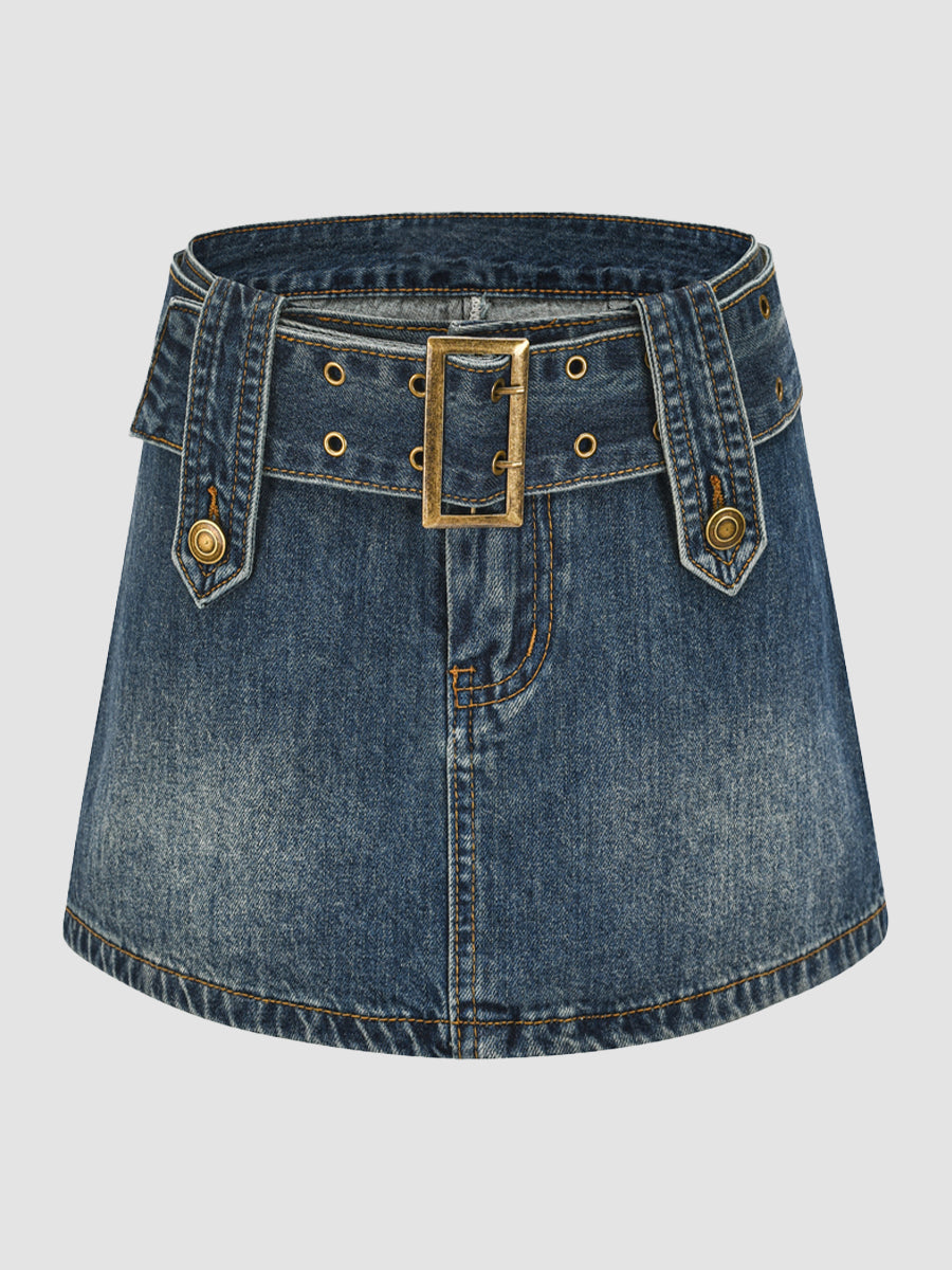 Cowboy Short Skirt with Belt