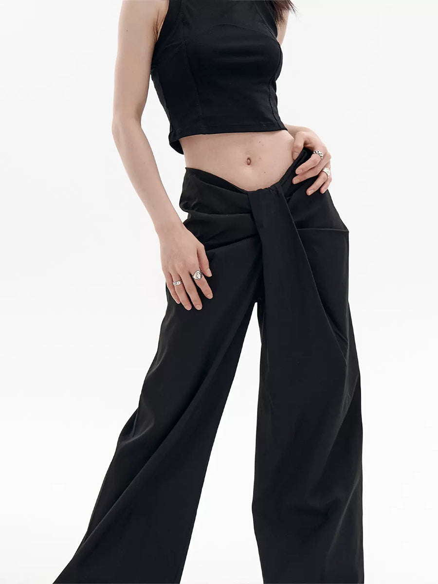 Solid Color Irregular Design Casual Pants