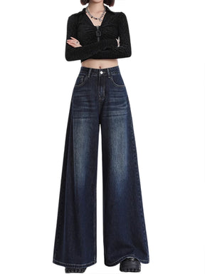 Solid Color Relaxed Fit High Rise Jeans Denim Pants