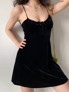 Black Velvet A-line Cami Dress