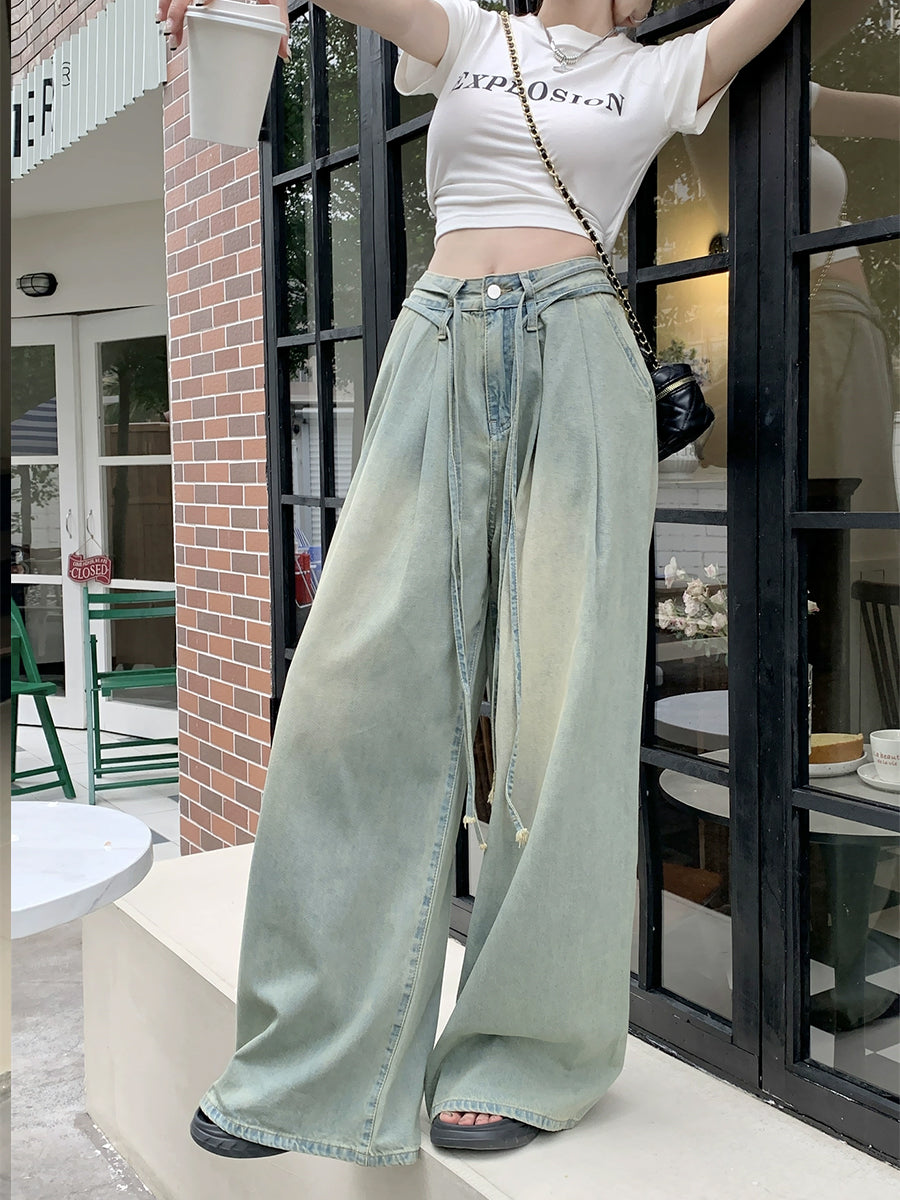 Vintage Light Blue Long Loose Fit Denim Jeans