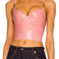 Pink Leather Cami Top + Tight Skirt Set