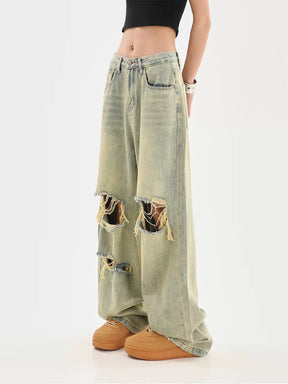 Vintage Straight High Waist Loose Ripped Jeans