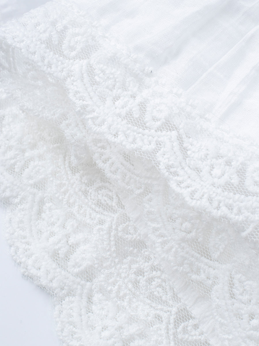 White Lace Puffy Skirt with Lining