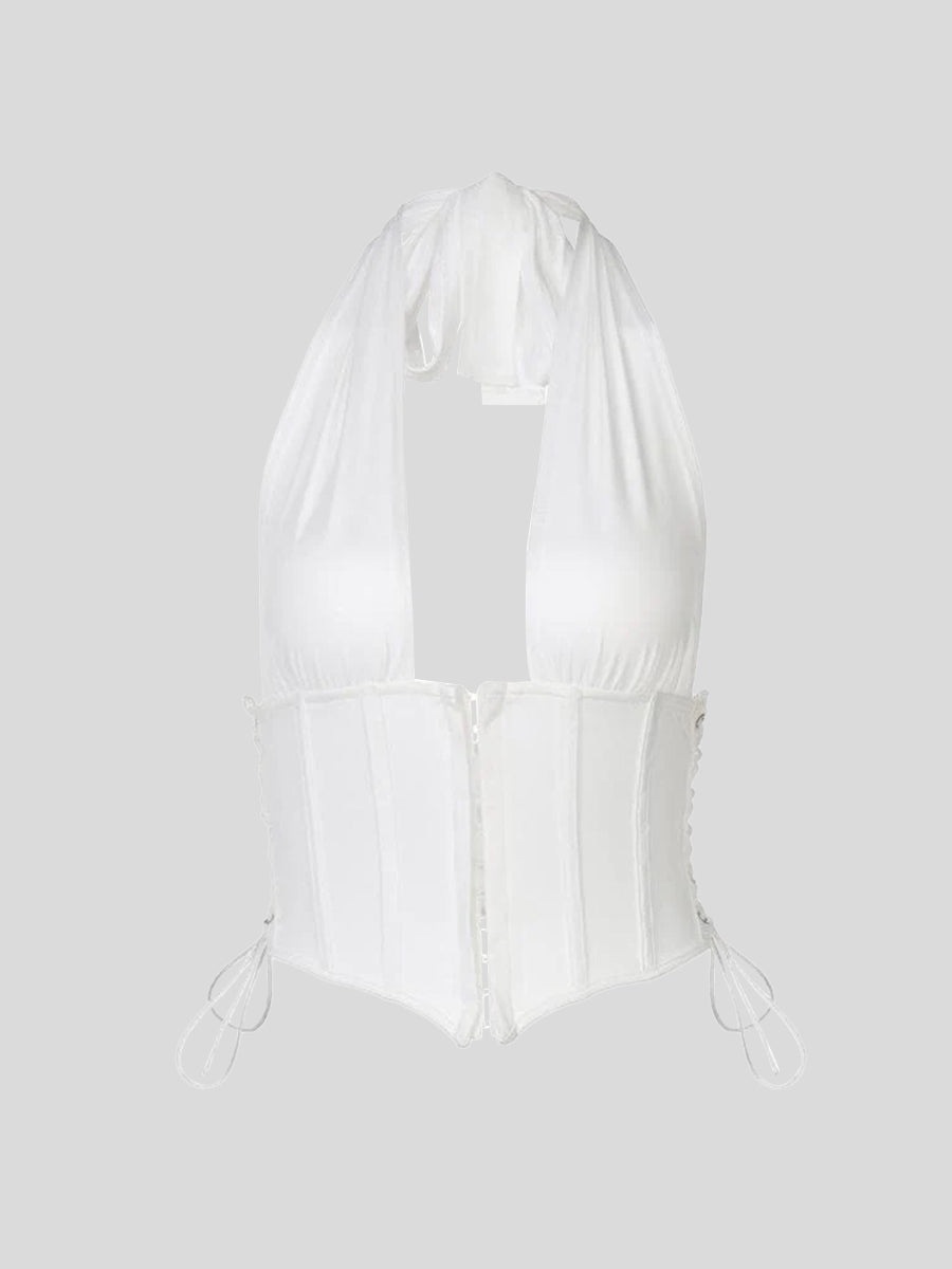 Solid Colors Corset Shapewear For Women Tummy Control Halter Top