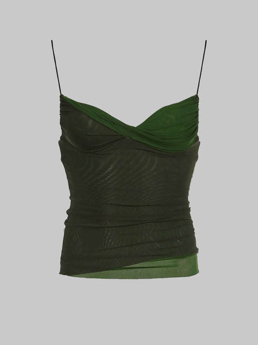 Sexy Green Mesh Cami Crop Top