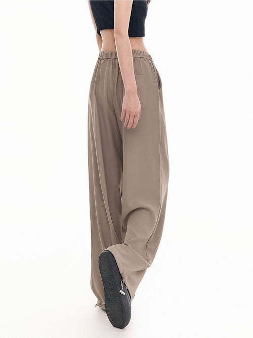 Solid Color Loose Fit Drawstring Pants