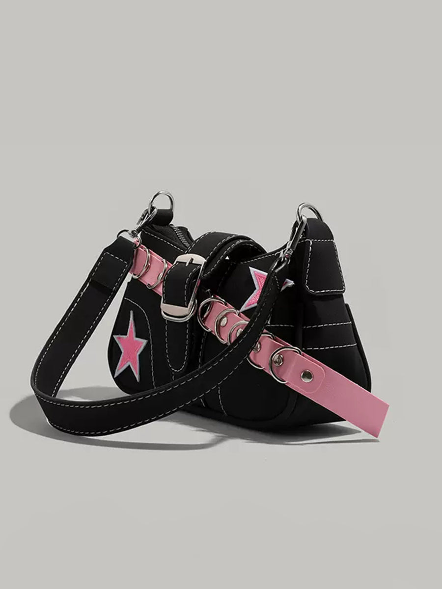 PU Leather Y2K Pink and Black Bag