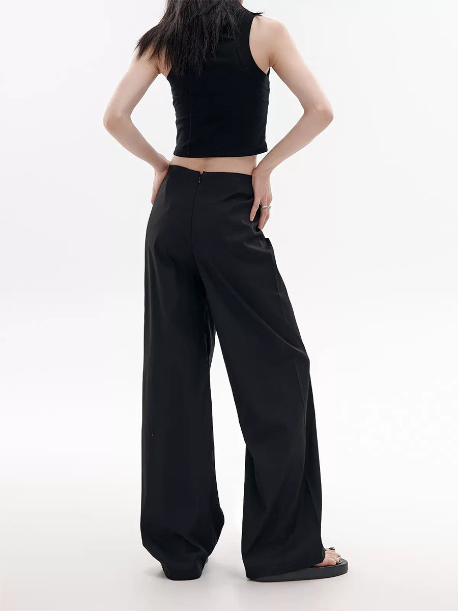 Solid Color Irregular Design Casual Pants