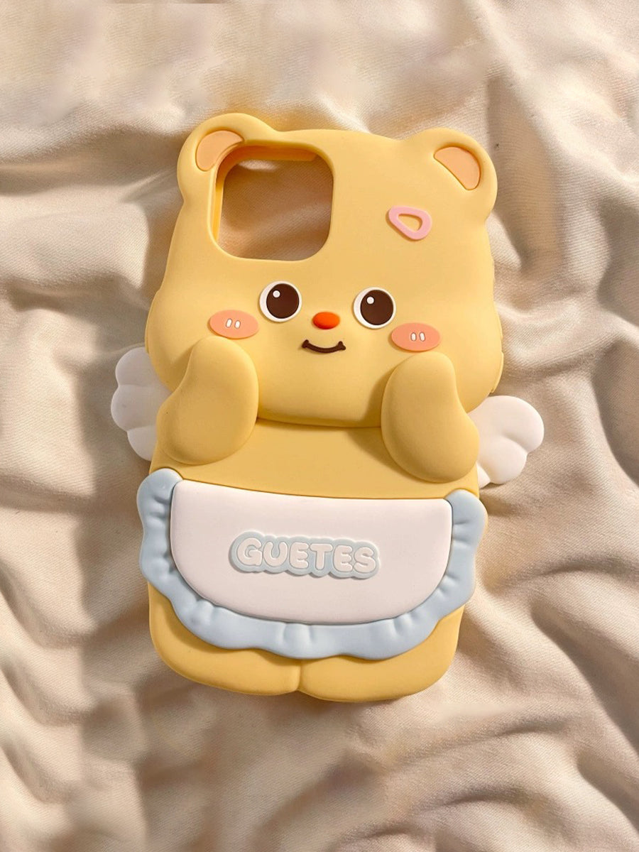 Cute 3D Angel Butter Bear Soft Shell Phone Case