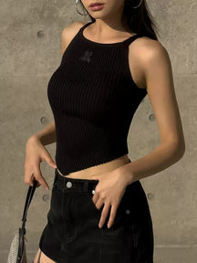 Irregular Hem Solid Color Knit Strapless Top