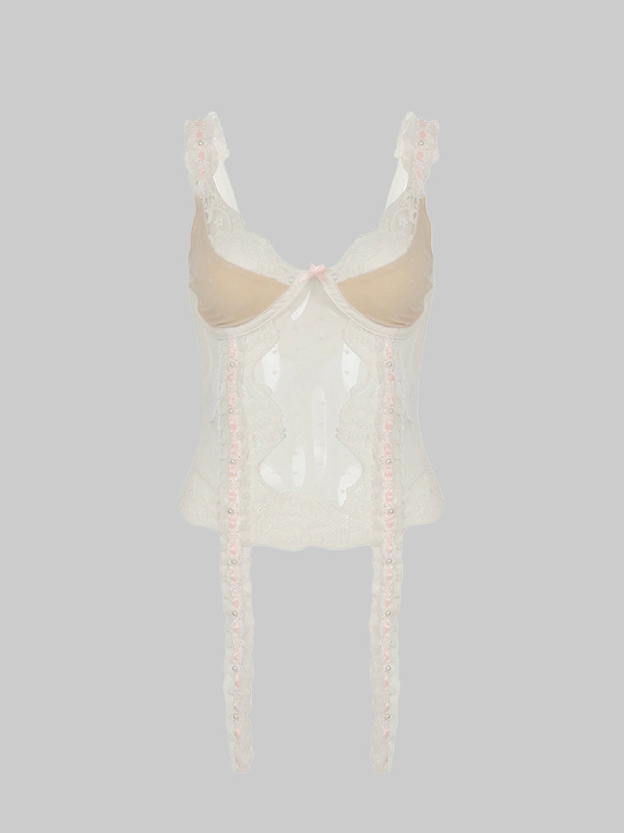 Mesh Lace Sides Sheer Cami Top