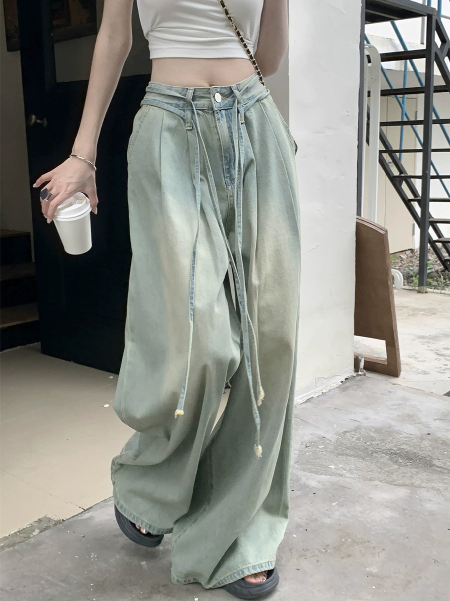 Vintage Light Blue Long Loose Fit Denim Jeans