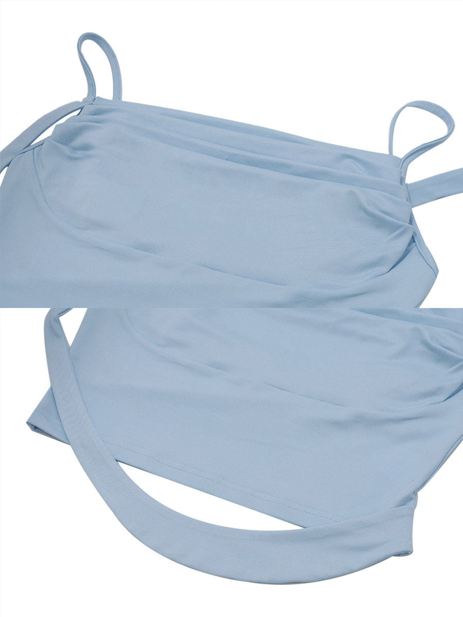 Blue Cami Top with Flutter Belt