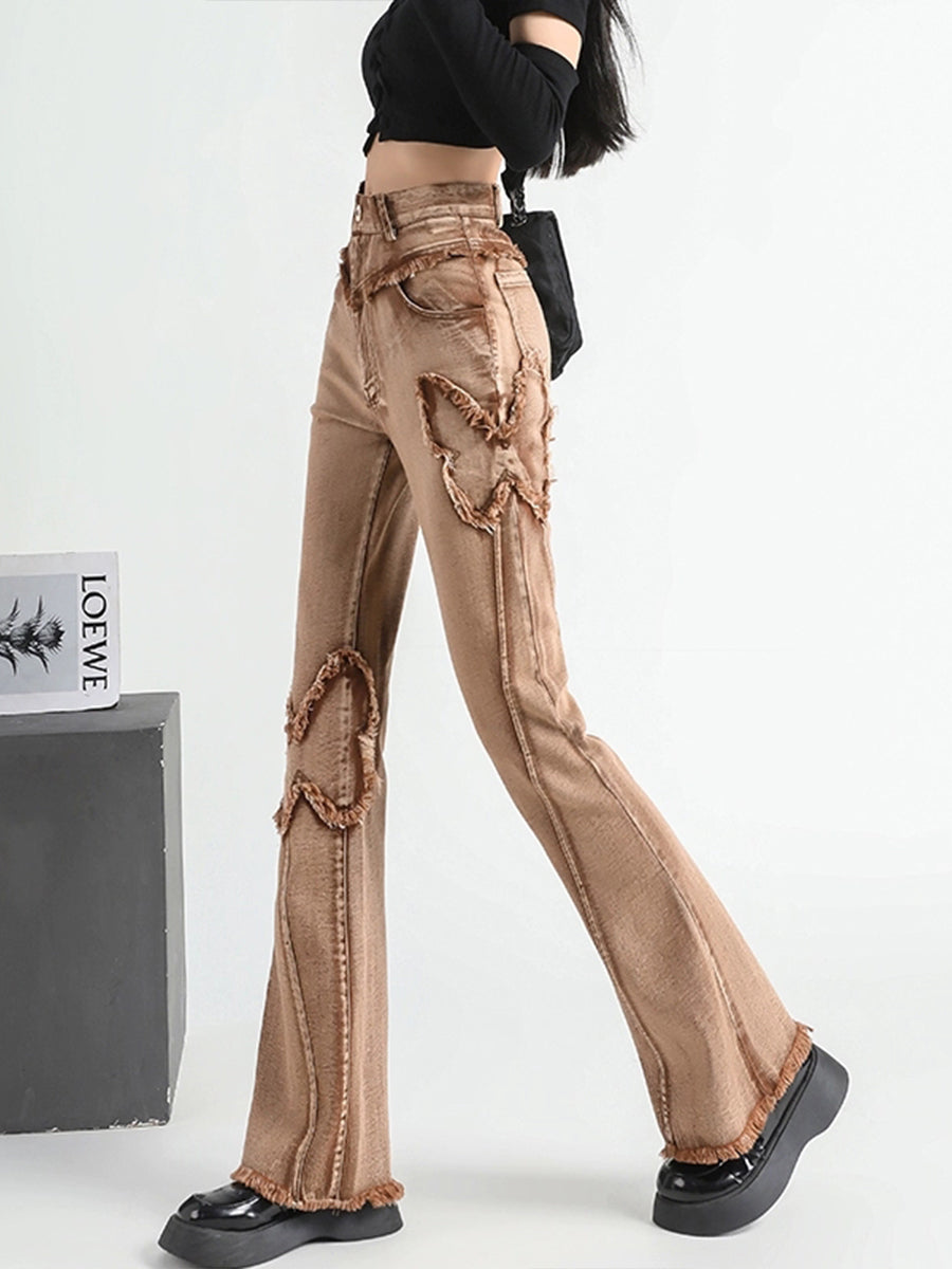 Butterfly Brown Denim Jeans