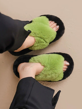 Criss Cross Straps Casual Indoors Slippers Fluffy Faux Fuzzy Fur  Slides