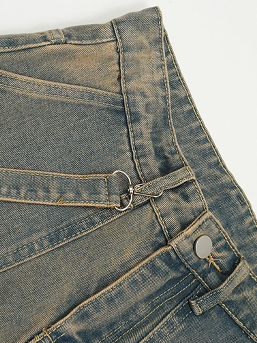 Y2K High Waist Flap Pocket Cargo Denim Jeans