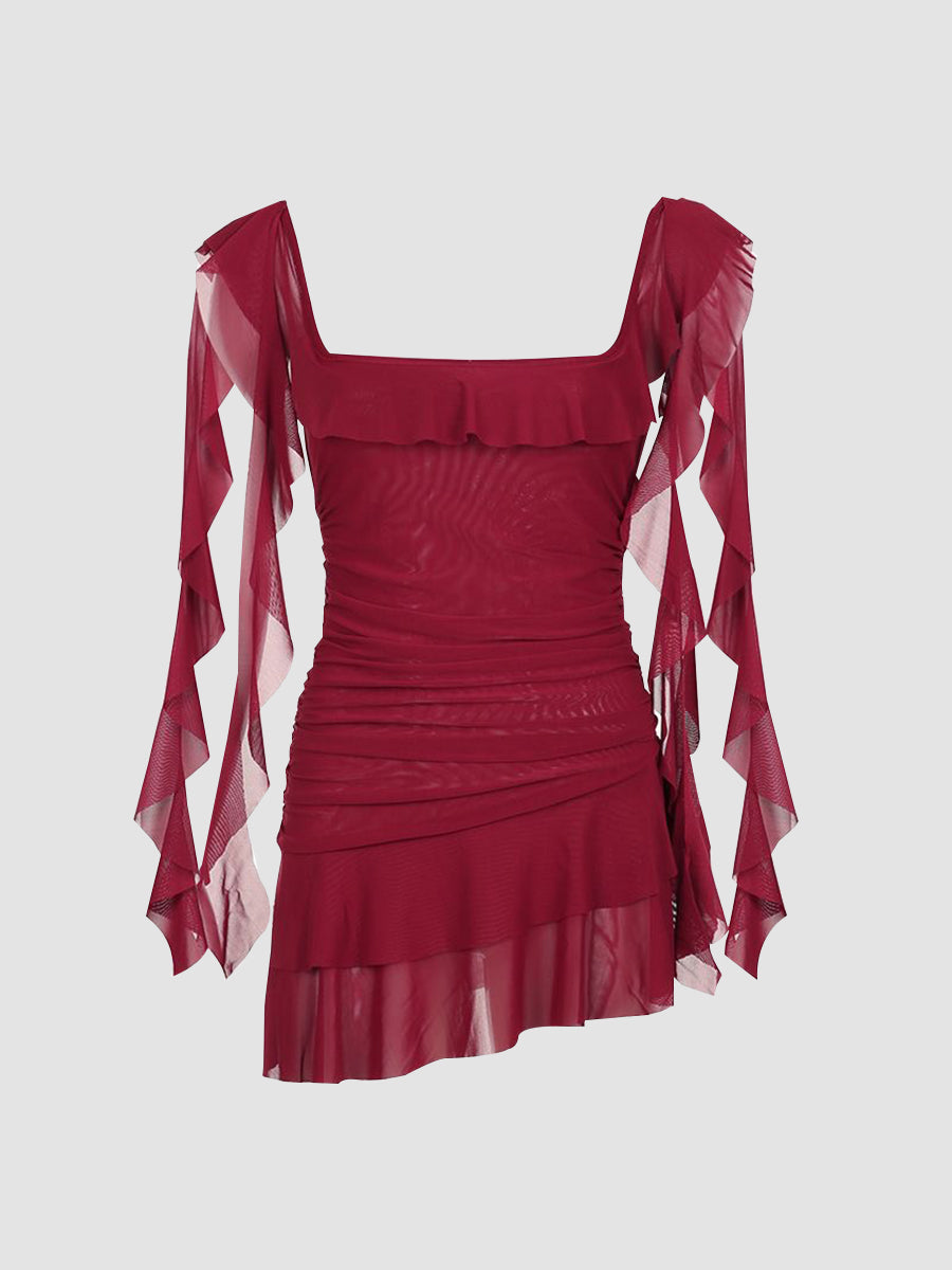 Solid Color Backless Irregular Hem Cami Dress