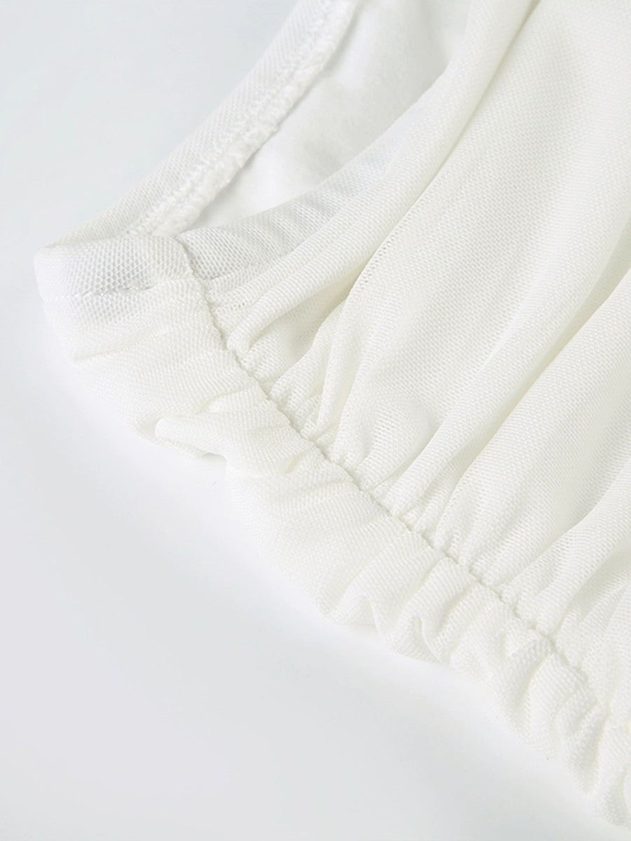 Irregular Ruffle Flutter Mesh Midi Skirt