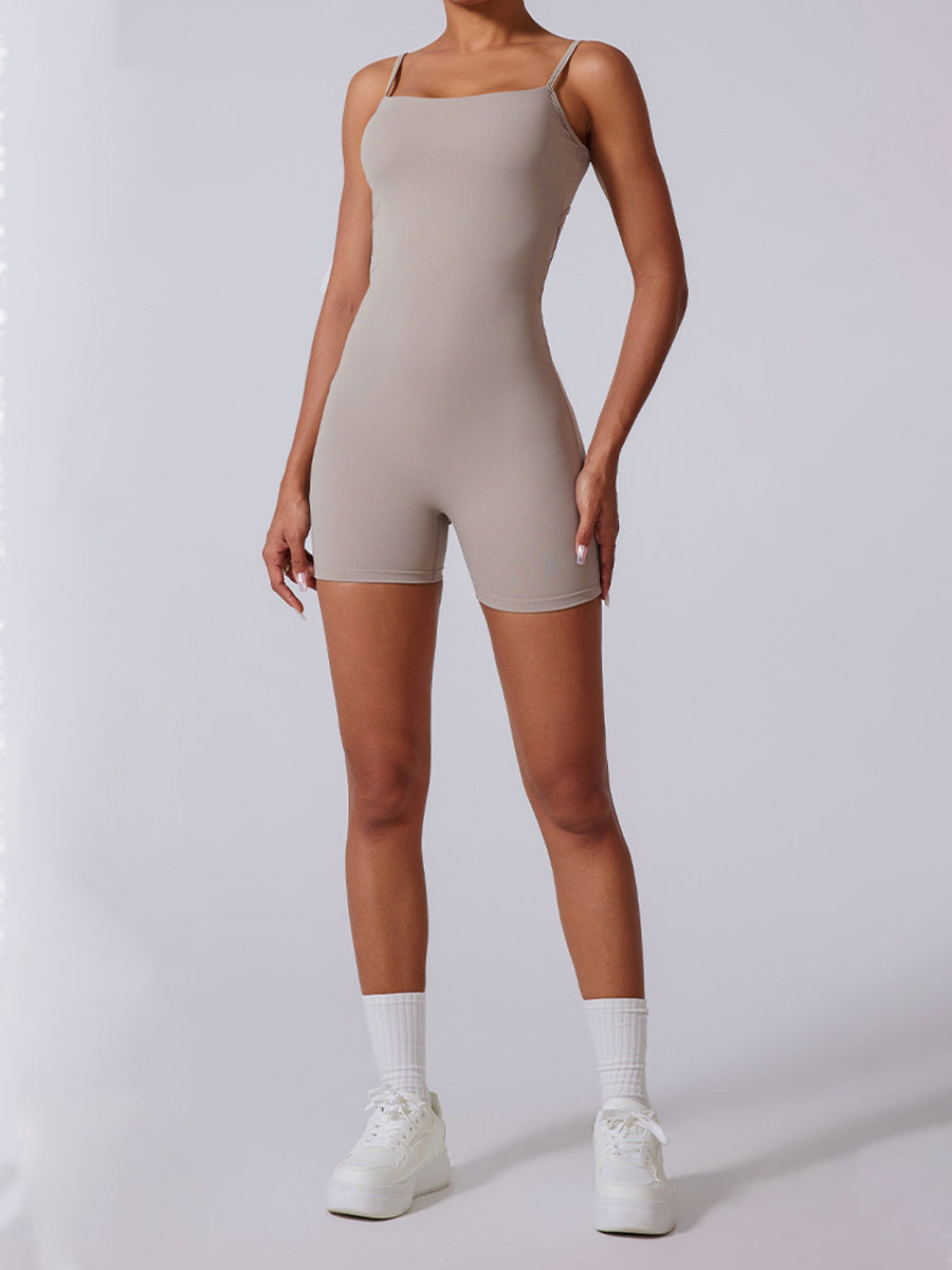 Plain Backless Straps Unitards Skin-Friendly Sleeveless Romper
