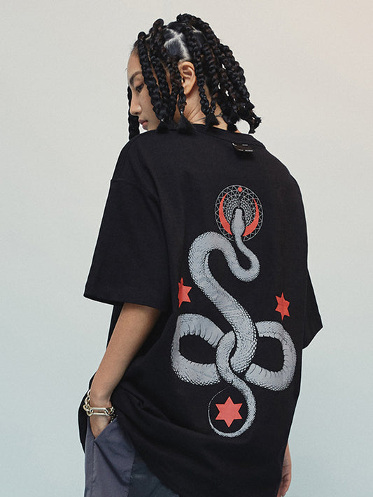 Snake Print Oversized T-Shirt Top