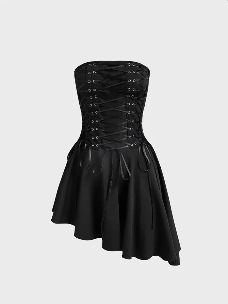 Irregular Black Straps Dress